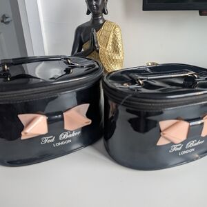 Ted Baker Black Cosmetic Bags with Pink Bow